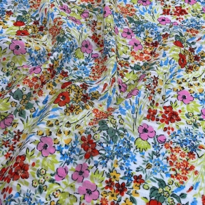 Organza Crepe Plaids Transparent Digital Print Flowers Fabric