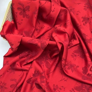Polyester Soft Satin Jacquard Pattern Flowers Fabric for Luxury Evening Dress